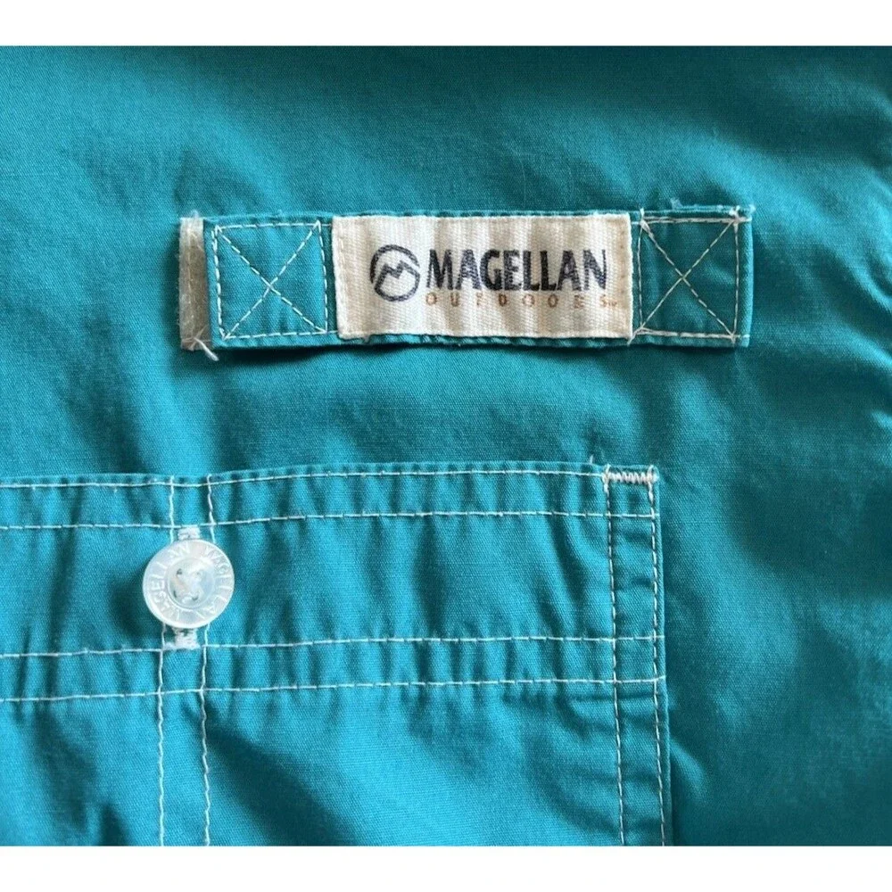 Magellan Outdoors Fish Gear Button-Up Shirt – Teal – Size L